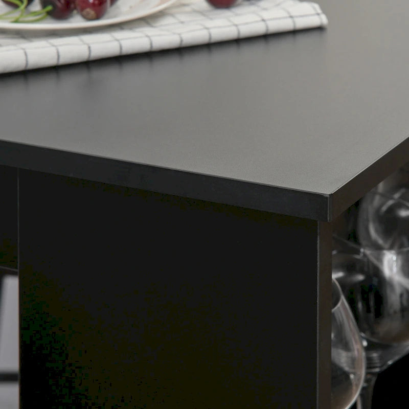 Table de bar moderne, table de salle à manger hauteur comptoir avec 3 étagères de rangement pour cuisine, salle à manger, salon, noir