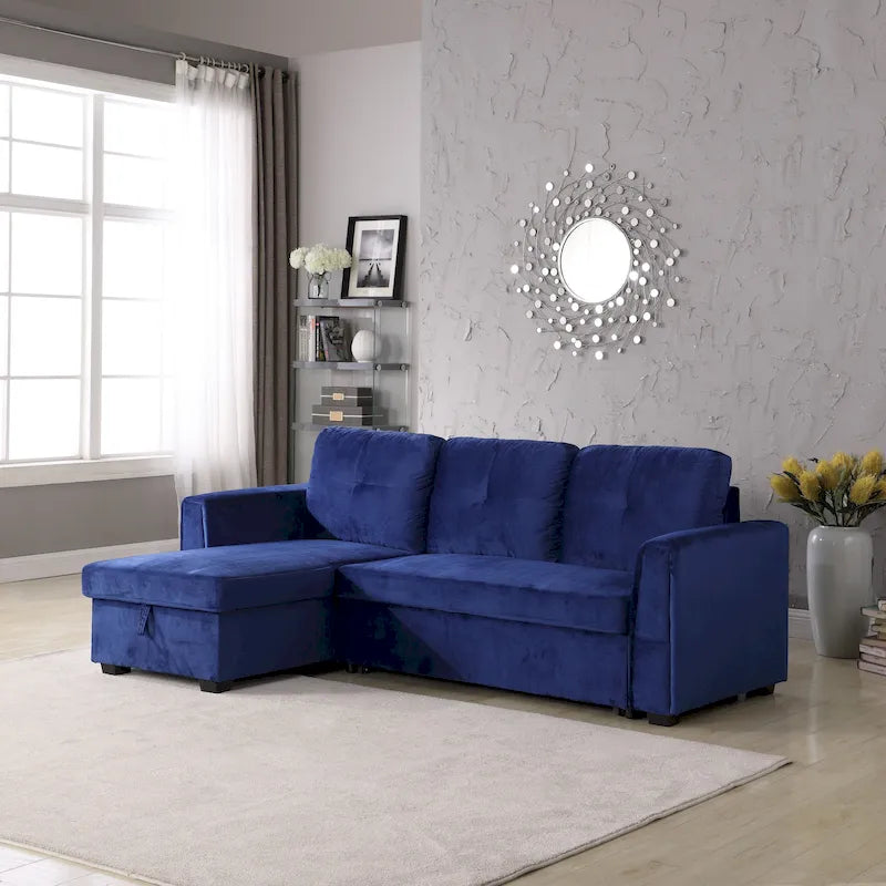 Canapé de rangement en velours de 231 cm de large — Méridienne et canapé-lit modulables