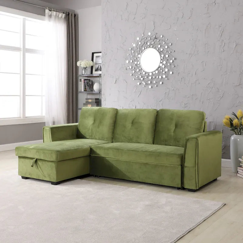Canapé de rangement en velours de 231 cm de large — Méridienne et canapé-lit modulables