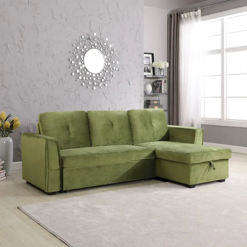 Canapé de rangement en velours de 231 cm de large — Méridienne et canapé-lit modulables