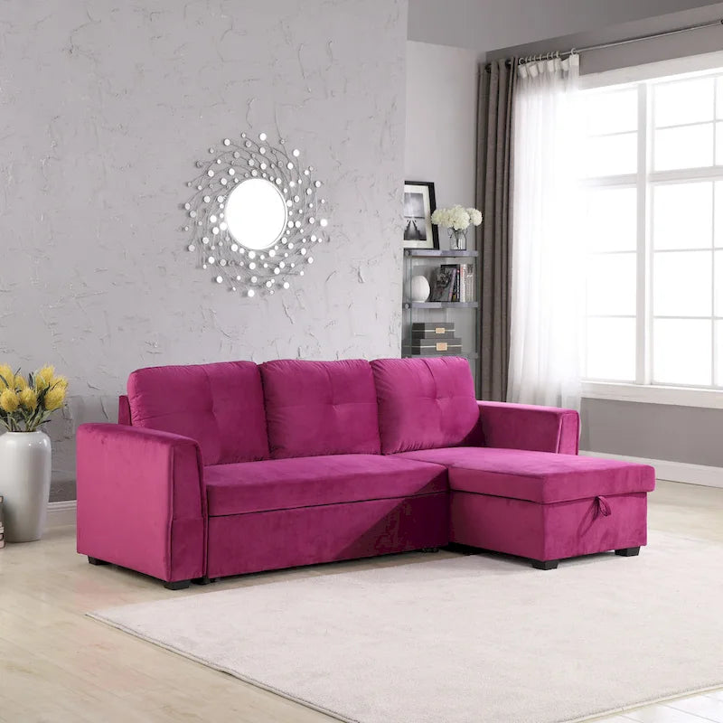 Canapé de rangement en velours de 231 cm de large — Méridienne et canapé-lit modulables