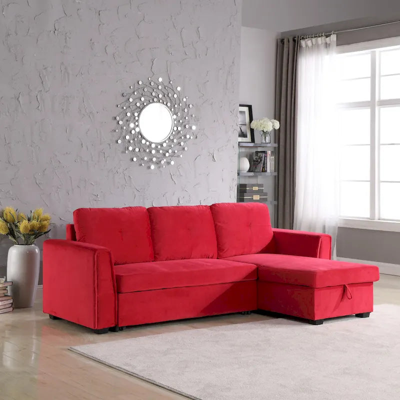 Canapé de rangement en velours de 231 cm de large — Méridienne et canapé-lit modulables