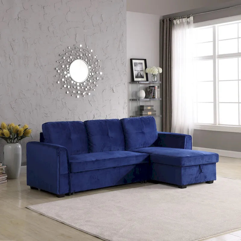 Canapé de rangement en velours de 231 cm de large — Méridienne et canapé-lit modulables