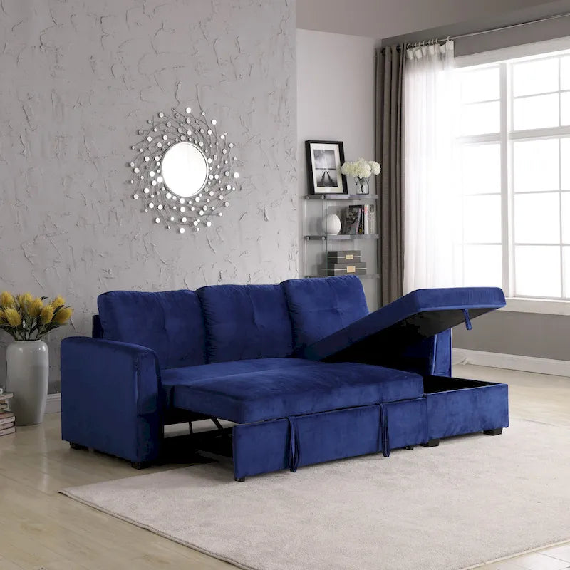 Canapé de rangement en velours de 231 cm de large — Méridienne et canapé-lit modulables