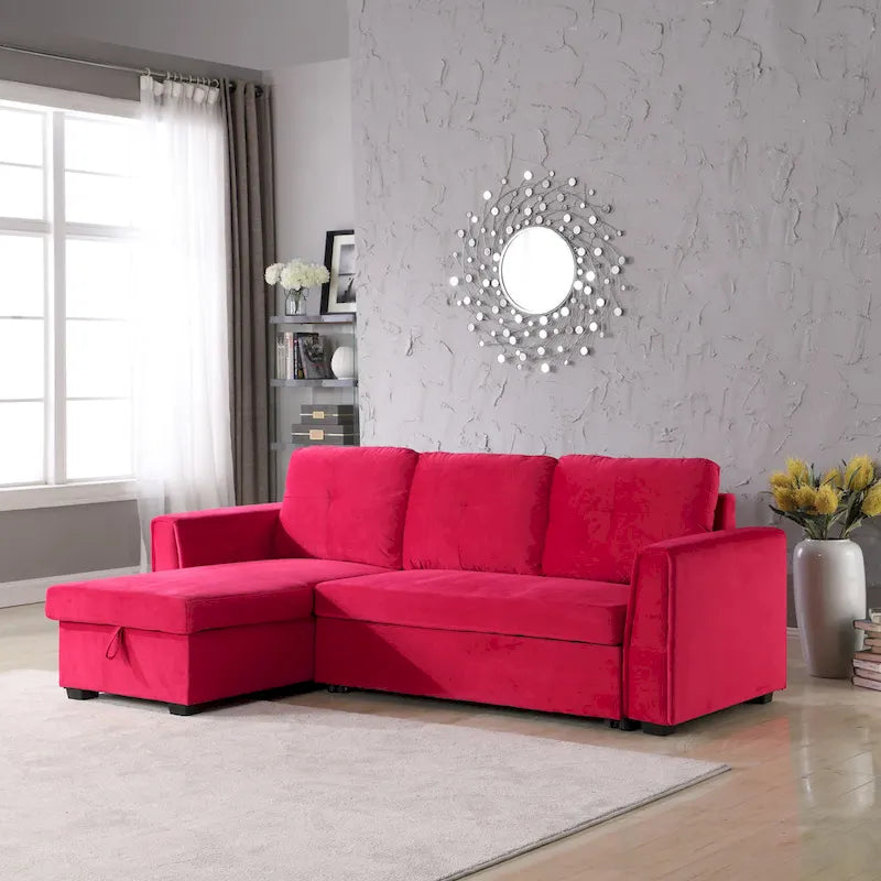 Canapé de rangement en velours de 231 cm de large — Méridienne et canapé-lit modulables