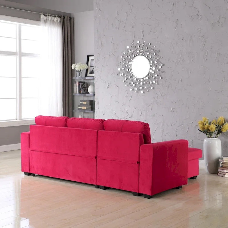 Canapé de rangement en velours de 231 cm de large — Méridienne et canapé-lit modulables