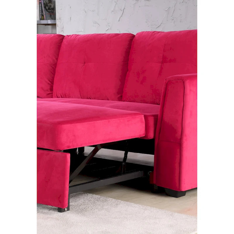 Canapé de rangement en velours de 231 cm de large — Méridienne et canapé-lit modulables