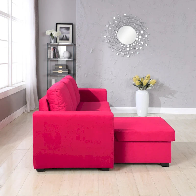 Canapé de rangement en velours de 231 cm de large — Méridienne et canapé-lit modulables