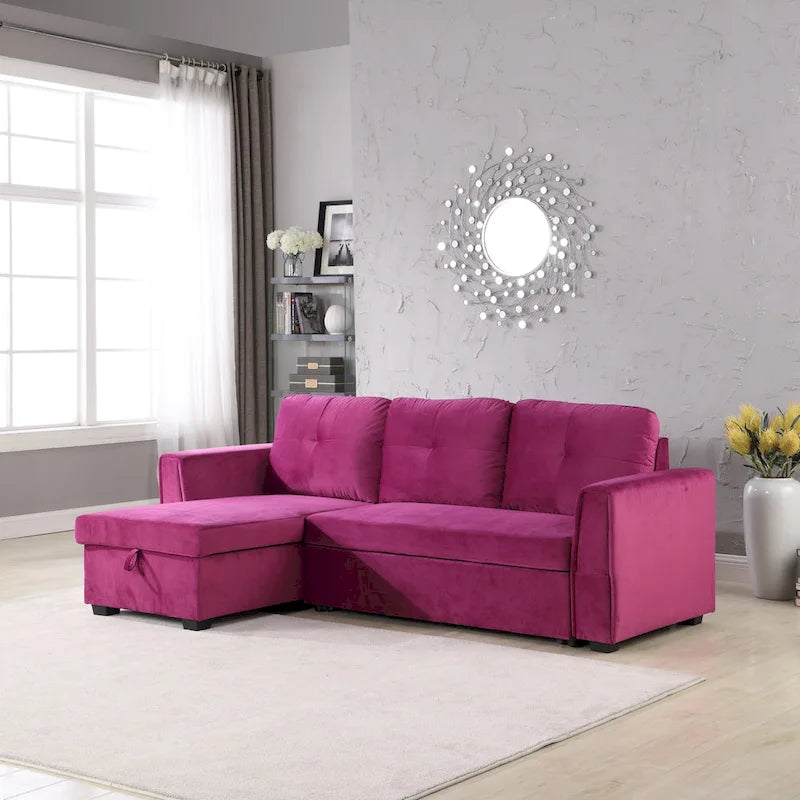 Canapé de rangement en velours de 231 cm de large — Méridienne et canapé-lit modulables