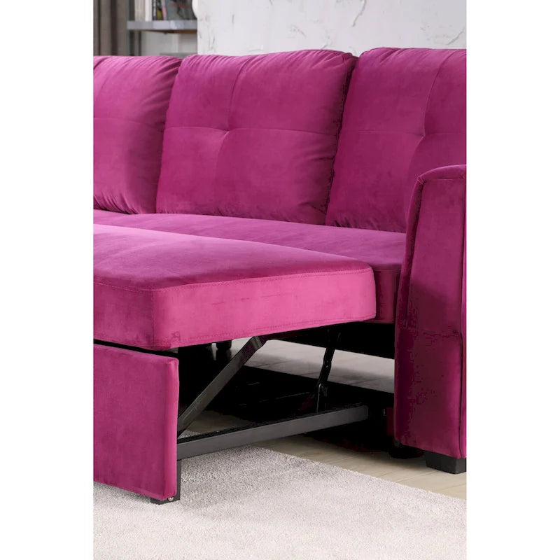 Canapé de rangement en velours de 231 cm de large — Méridienne et canapé-lit modulables