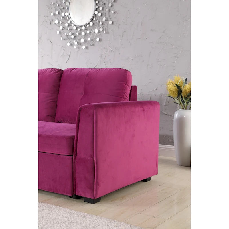 Canapé de rangement en velours de 231 cm de large — Méridienne et canapé-lit modulables
