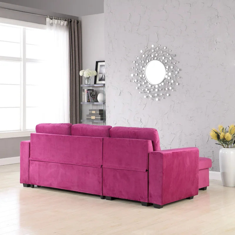 Canapé de rangement en velours de 231 cm de large — Méridienne et canapé-lit modulables