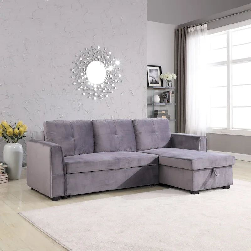 Canapé de rangement en velours de 231 cm de large — Méridienne et canapé-lit modulables