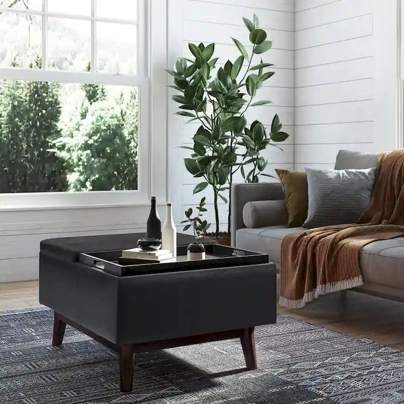 Ottoman rectangulaire de style table, moderne du milieu du siècle, de 34 pouces de largeur