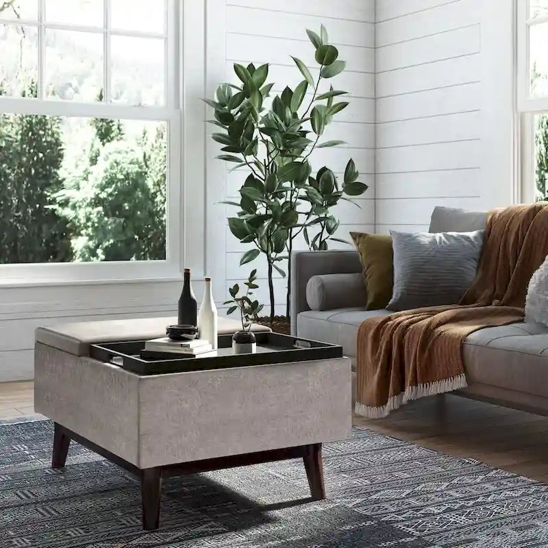 Ottoman rectangulaire de style table, moderne du milieu du siècle, de 34 pouces de largeur
