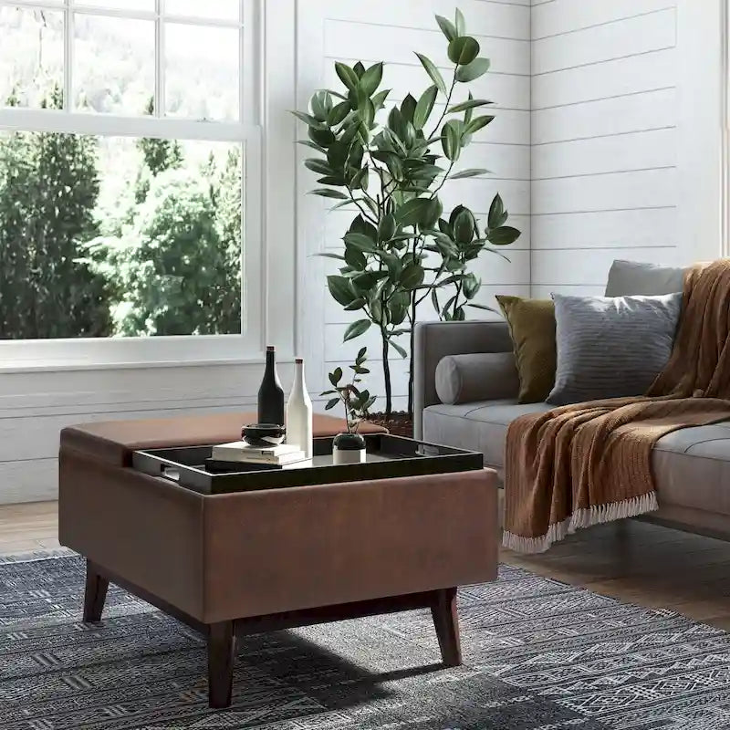 Ottoman rectangulaire de style table, moderne du milieu du siècle, de 34 pouces de largeur