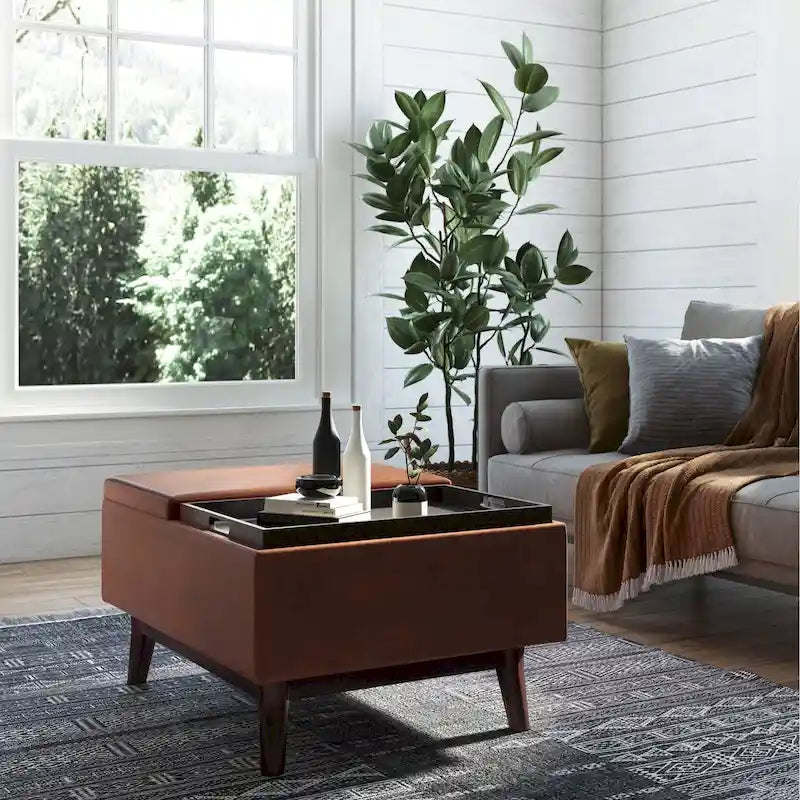 Ottoman rectangulaire de style table, moderne du milieu du siècle, de 34 pouces de largeur