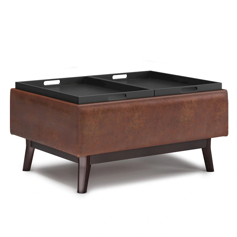 Ottoman rectangulaire de style table, moderne du milieu du siècle, de 34 pouces de largeur