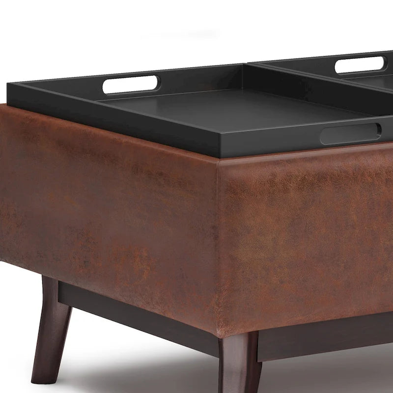 Ottoman rectangulaire de style table, moderne du milieu du siècle, de 34 pouces de largeur