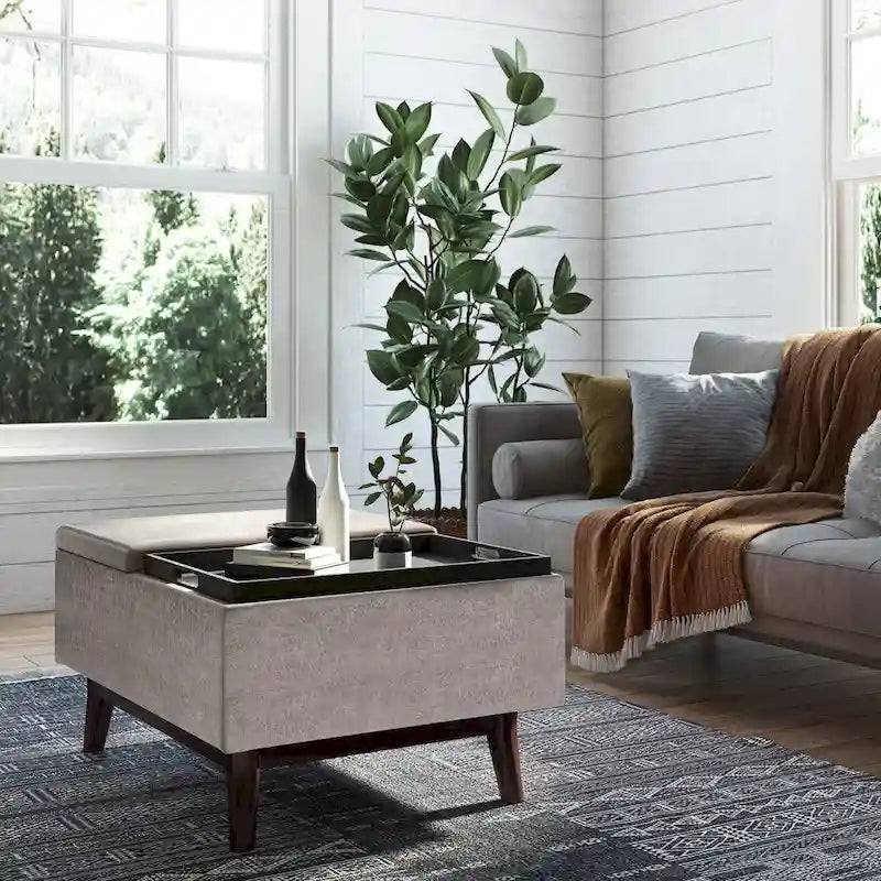 Ottoman rectangulaire de style table, moderne du milieu du siècle, de 34 pouces de largeur