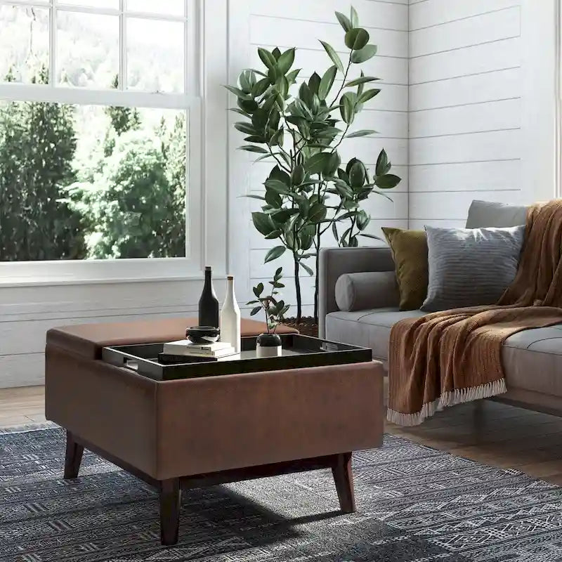 Ottoman rectangulaire de style table, moderne du milieu du siècle, de 34 pouces de largeur