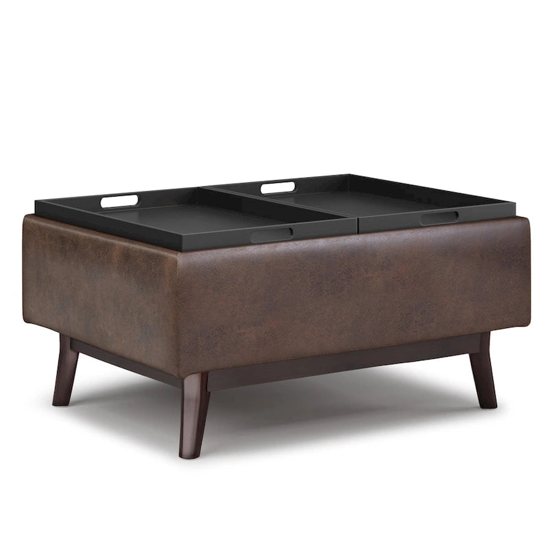 Ottoman rectangulaire de style table, moderne du milieu du siècle, de 34 pouces de largeur