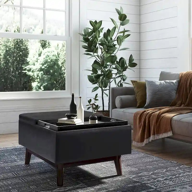 Ottoman rectangulaire de style table, moderne du milieu du siècle, de 34 pouces de largeur