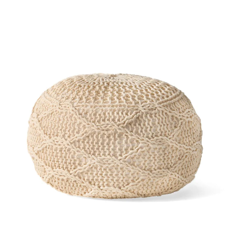 Pouf rond moderne en coton tricoté