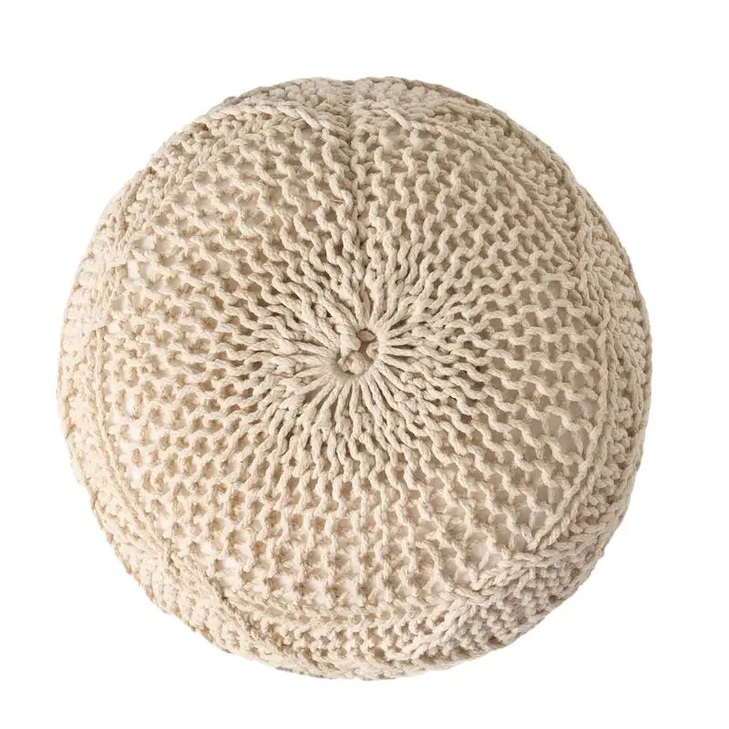 Pouf rond moderne en coton tricoté