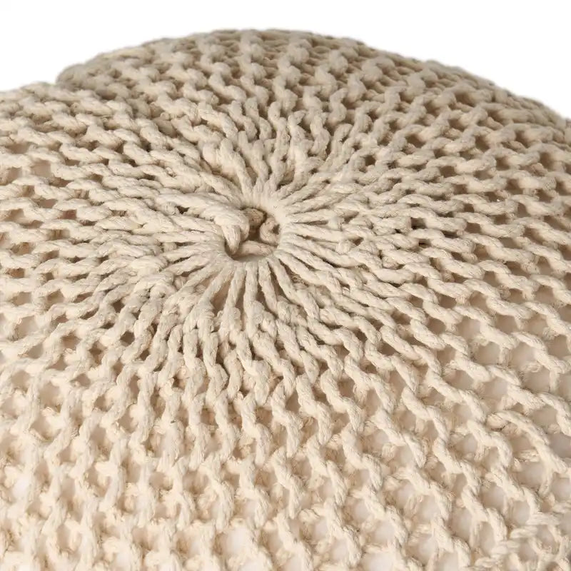 Pouf rond moderne en coton tricoté