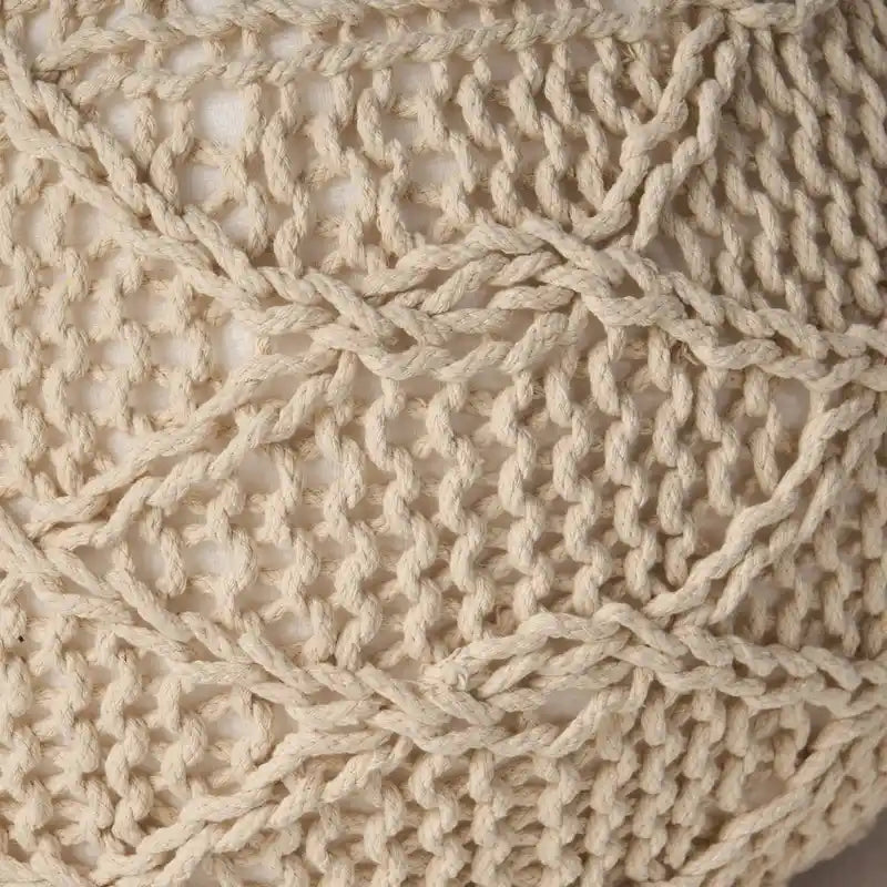 Pouf rond moderne en coton tricoté