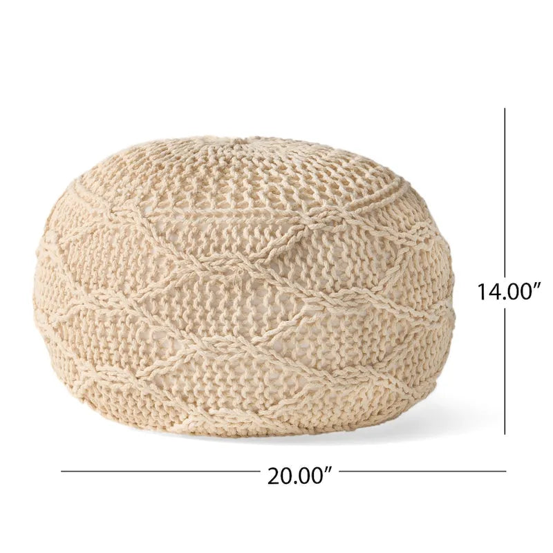 Pouf rond moderne en coton tricoté