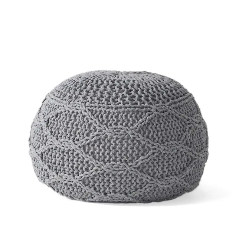 Pouf rond moderne en coton tricoté