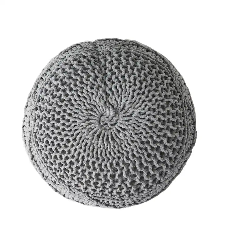 Pouf rond moderne en coton tricoté