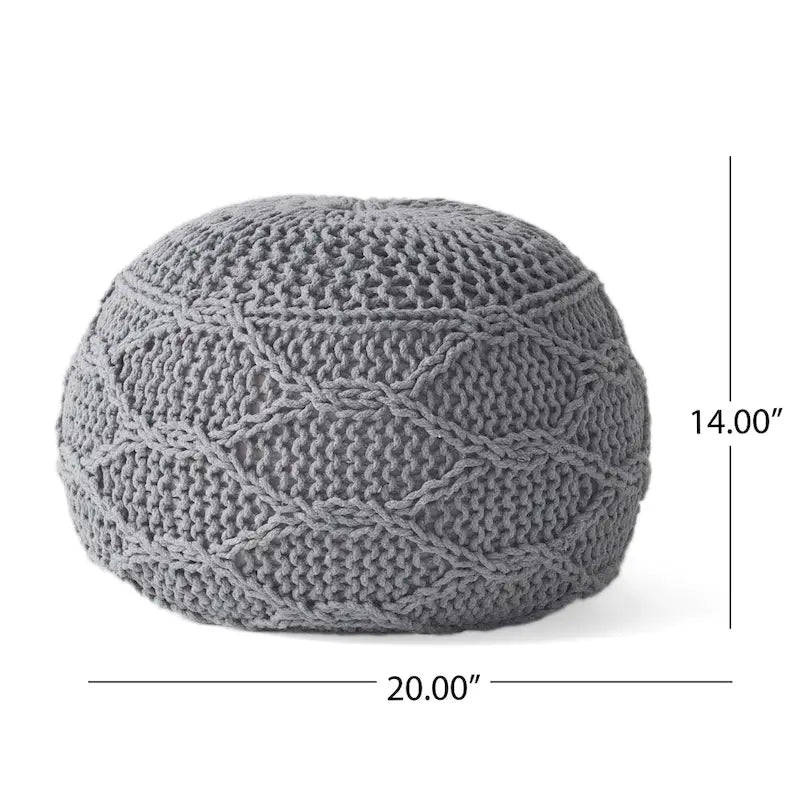 Pouf rond moderne en coton tricoté