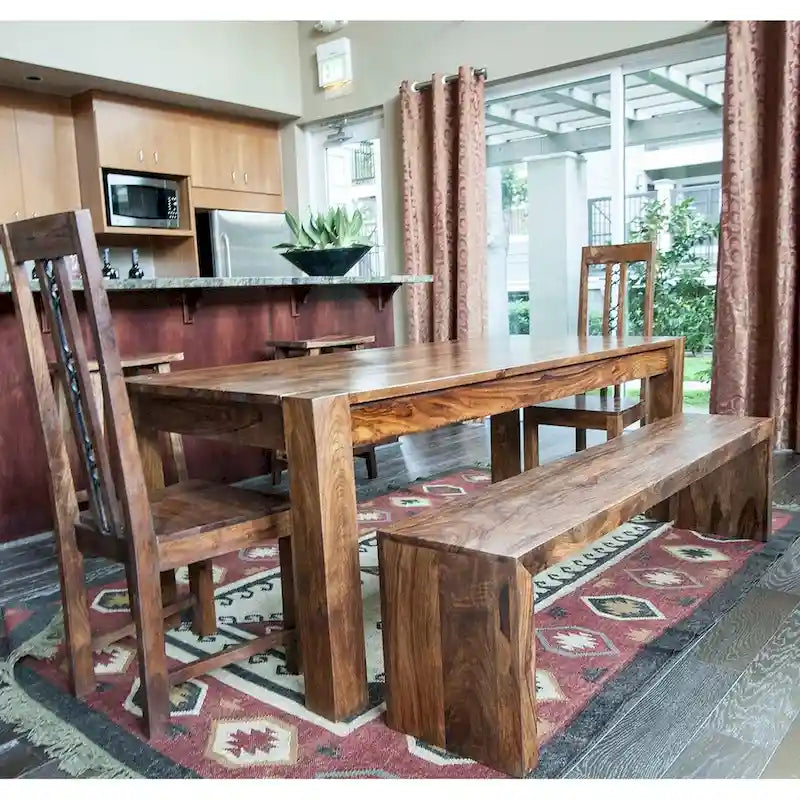 Banc artisanal en bois de Sesham massif