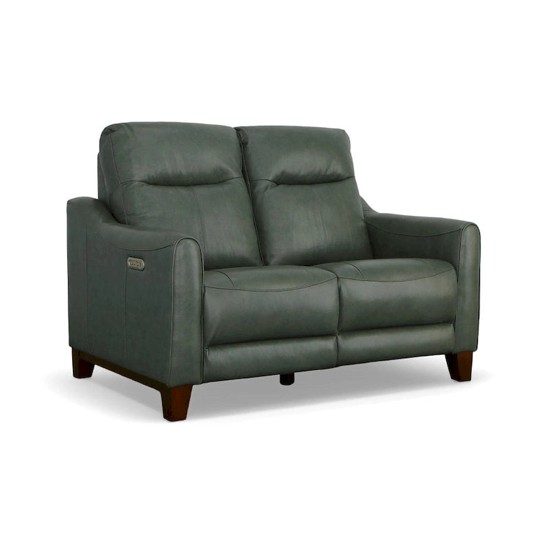 Causeuse inclinable à accoudoirs ronds en cuir véritable