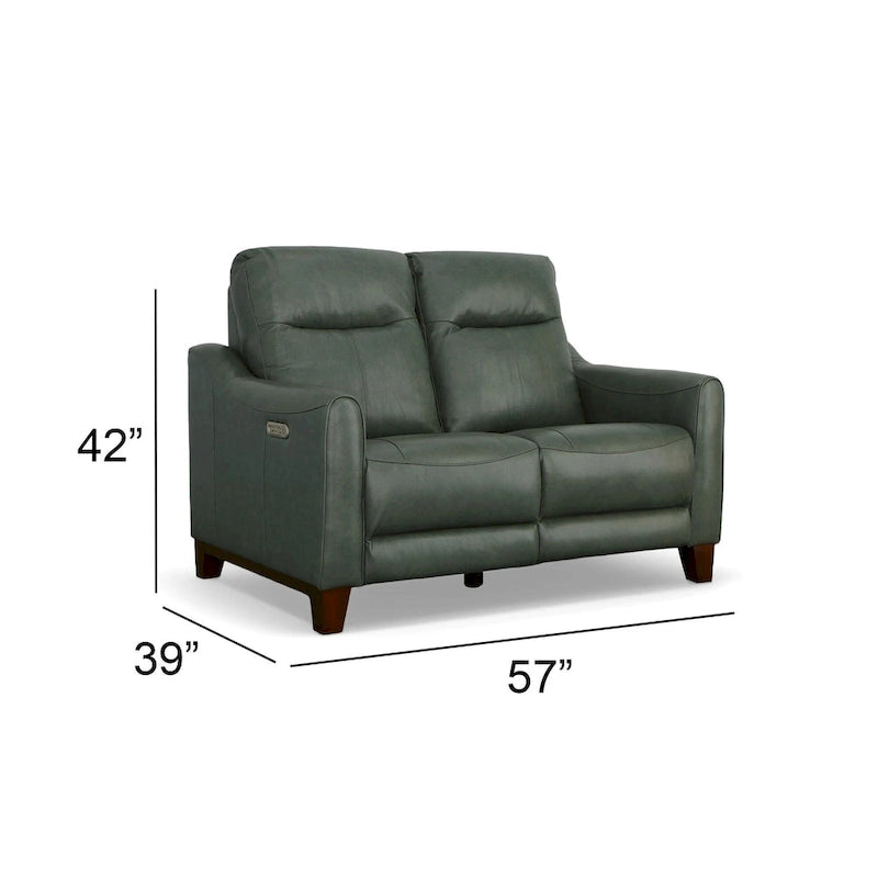 Causeuse inclinable à accoudoirs ronds en cuir véritable