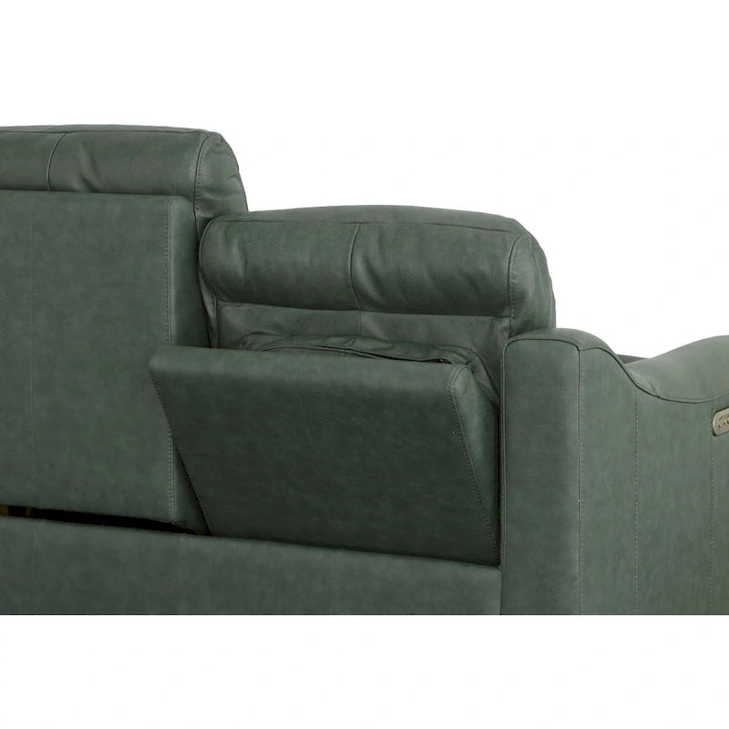 Causeuse inclinable à accoudoirs ronds en cuir véritable