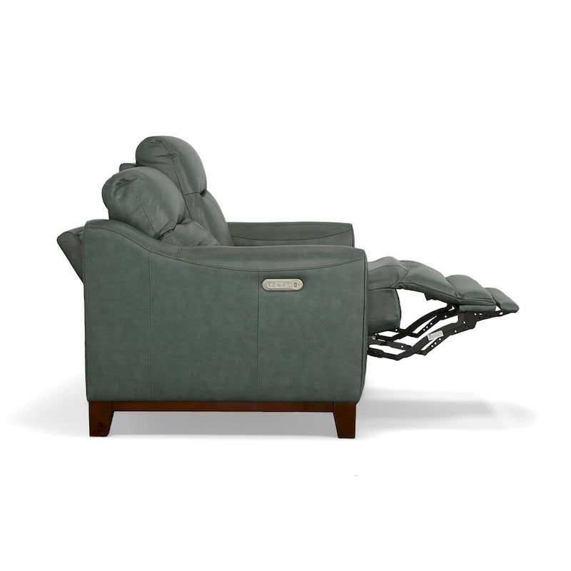 Causeuse inclinable à accoudoirs ronds en cuir véritable