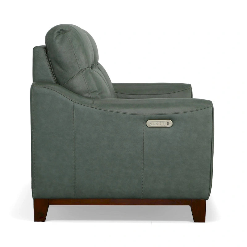 Causeuse inclinable à accoudoirs ronds en cuir véritable