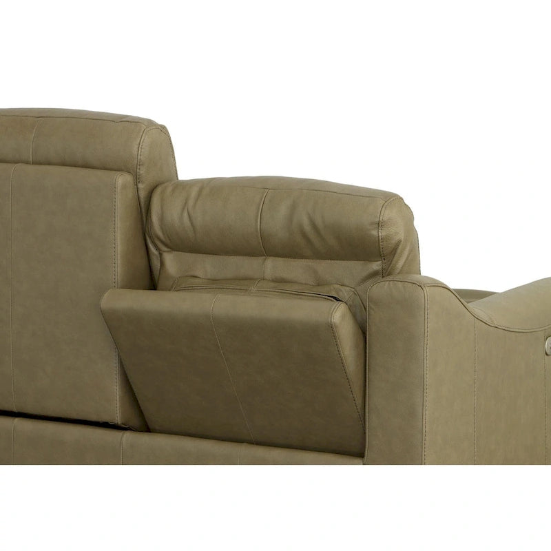 Causeuse inclinable à accoudoirs ronds en cuir véritable