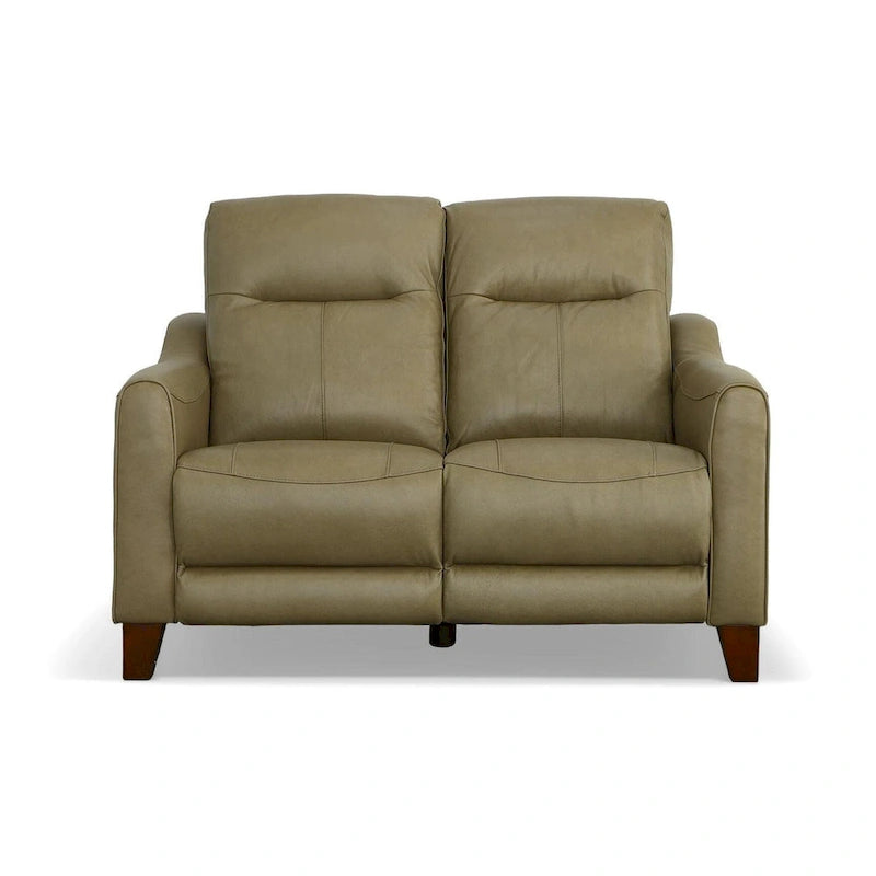 Causeuse inclinable à accoudoirs ronds en cuir véritable