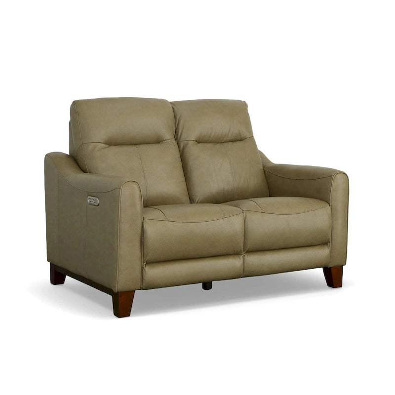 Causeuse inclinable à accoudoirs ronds en cuir véritable