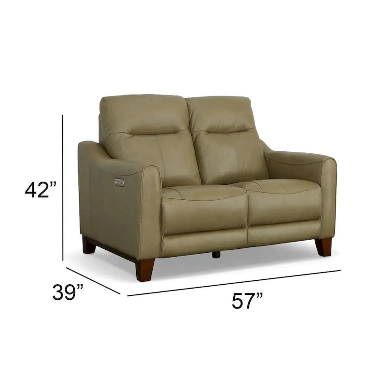 Causeuse inclinable à accoudoirs ronds en cuir véritable