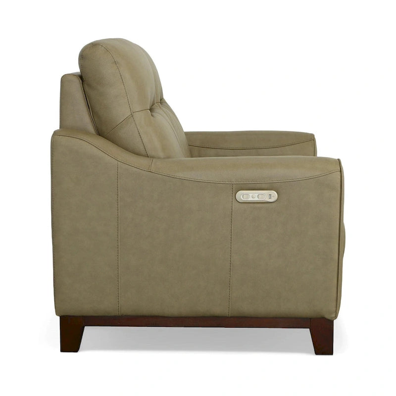 Causeuse inclinable à accoudoirs ronds en cuir véritable
