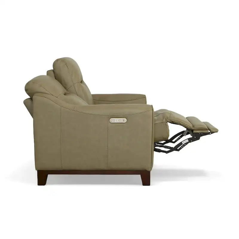 Causeuse inclinable à accoudoirs ronds en cuir véritable