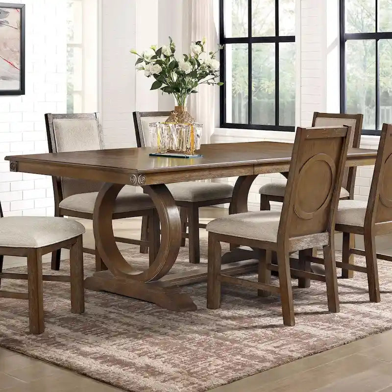 Table à manger extensible marron de 84 pouces