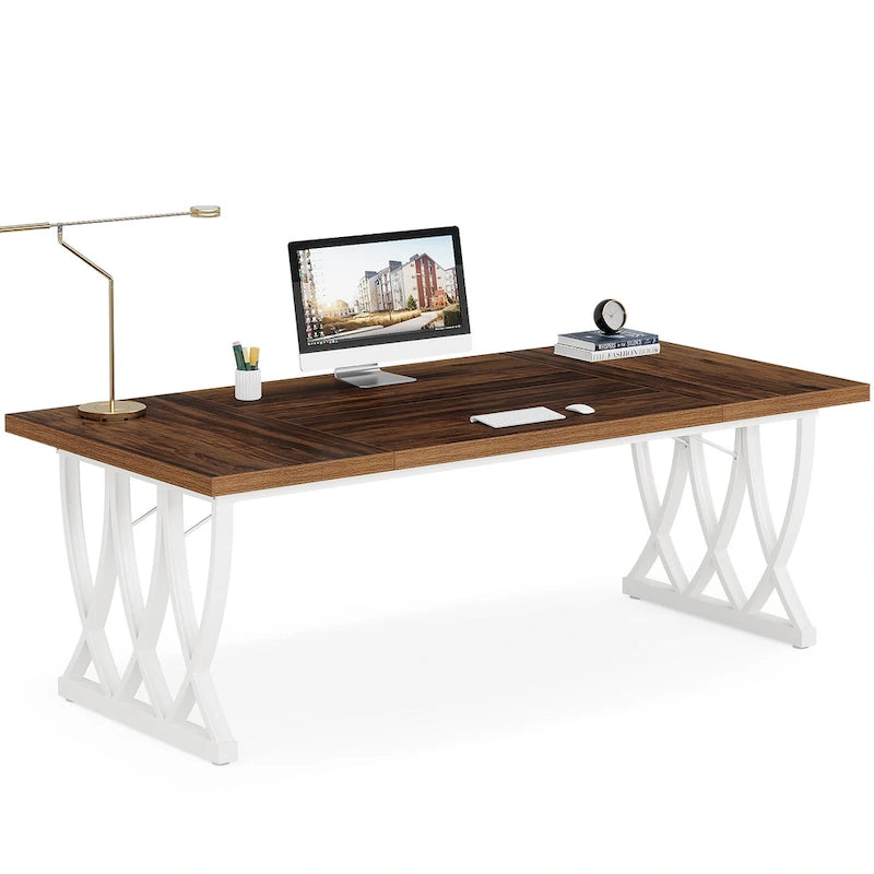 Bureau d'ordinateur maison/bureau en bois et métal