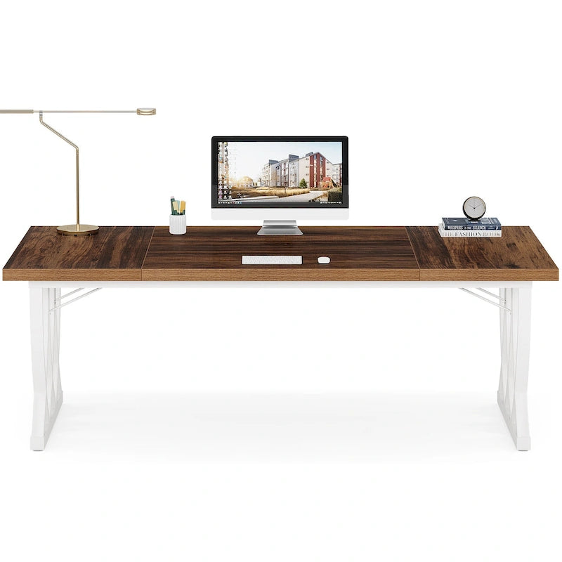 Bureau d'ordinateur maison/bureau en bois et métal